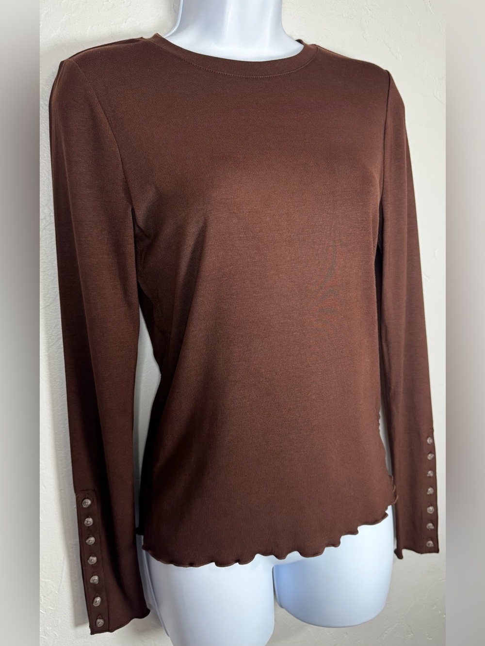 J. Crew Refined Rib Long Sleeve T-shirt With Button Cuffs Size Small - Picture 3 of 11